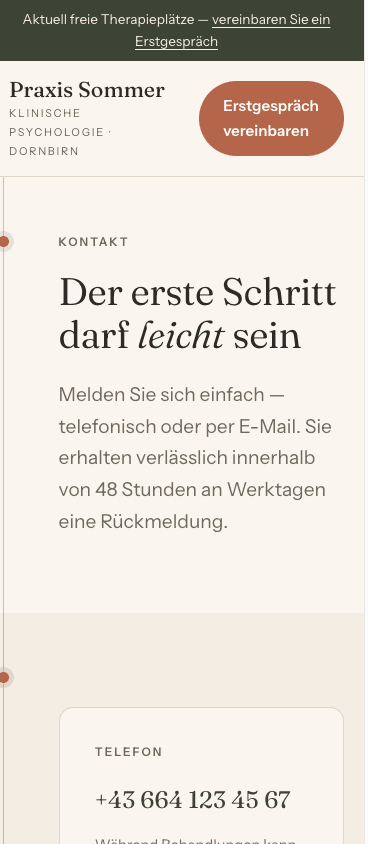 photo: Screenshot Kontakt-Seite als Mobile-Ansicht (Phone-Viewport)